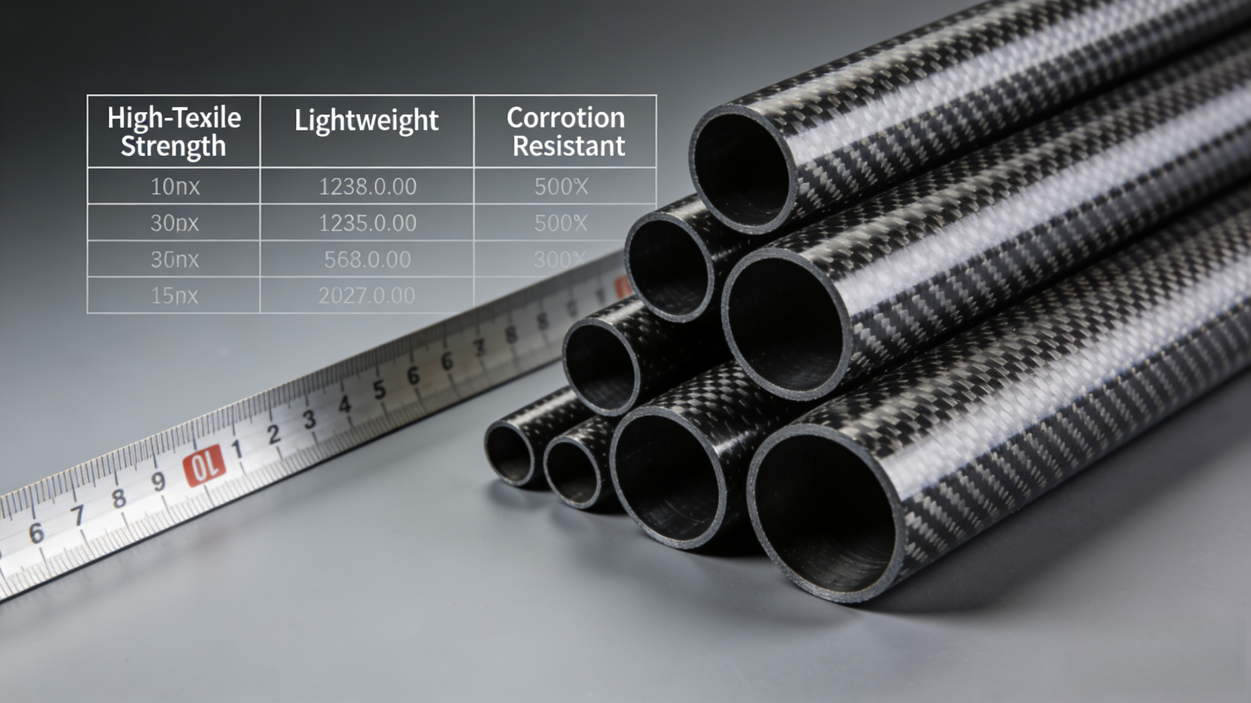 The pictures of several carbon fiber tubes contain product details