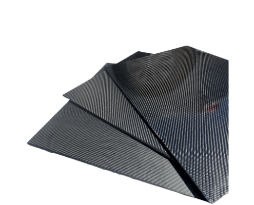 Three diagonal front views of carbon fiber plates with matte, semi-matte and glossy finishes Three diagonal front views of carbon fiber plates with matte, semi-matte and glossy finishes