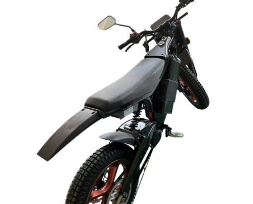 Carbon fiber all-terrain motorcycle - Right rear view Carbon fiber all-terrain motorcycle - Right rear view